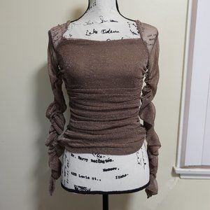 SHEIN Ruched Glitter Top